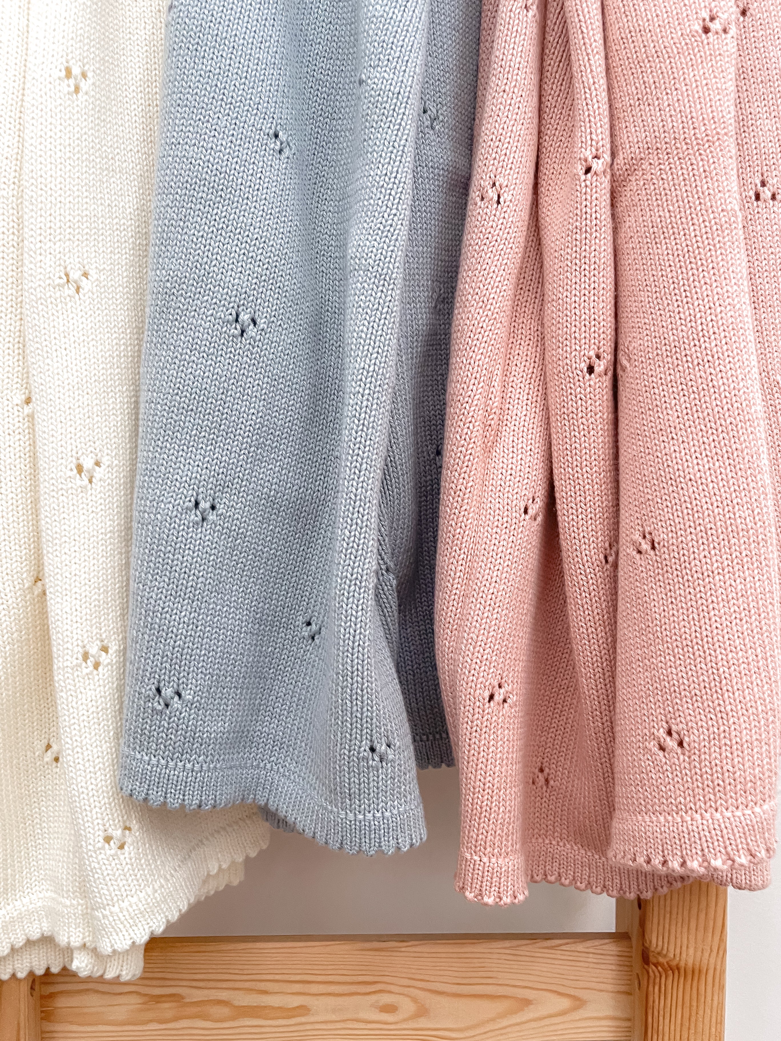 Blue Pointelle Organic Baby Blanket