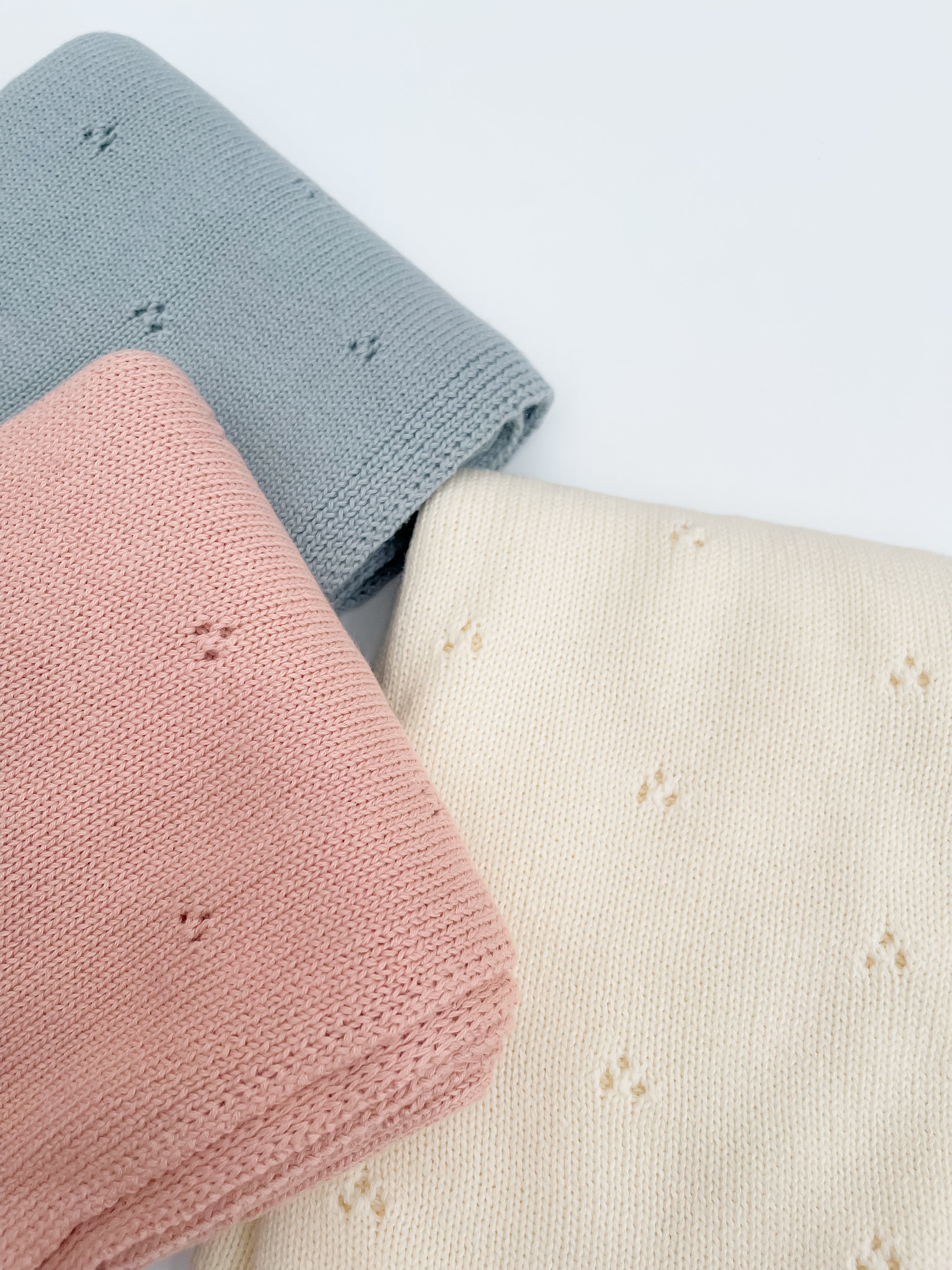 Blue Pointelle Organic Baby Blanket