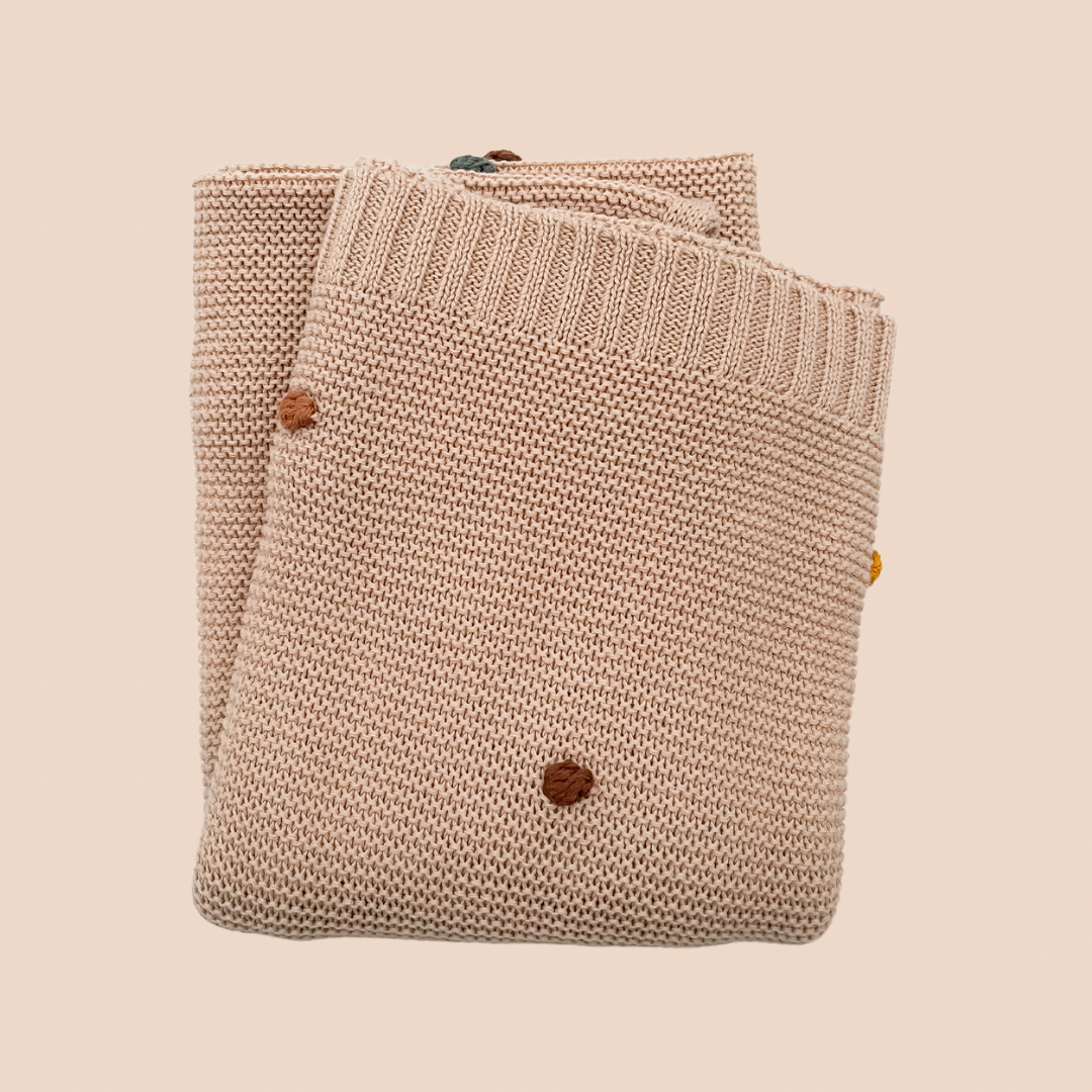 Camel Polka Dot Baby Blanket