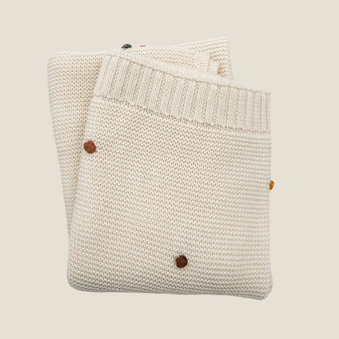 Cream Polka Dot Organic Baby Blanket