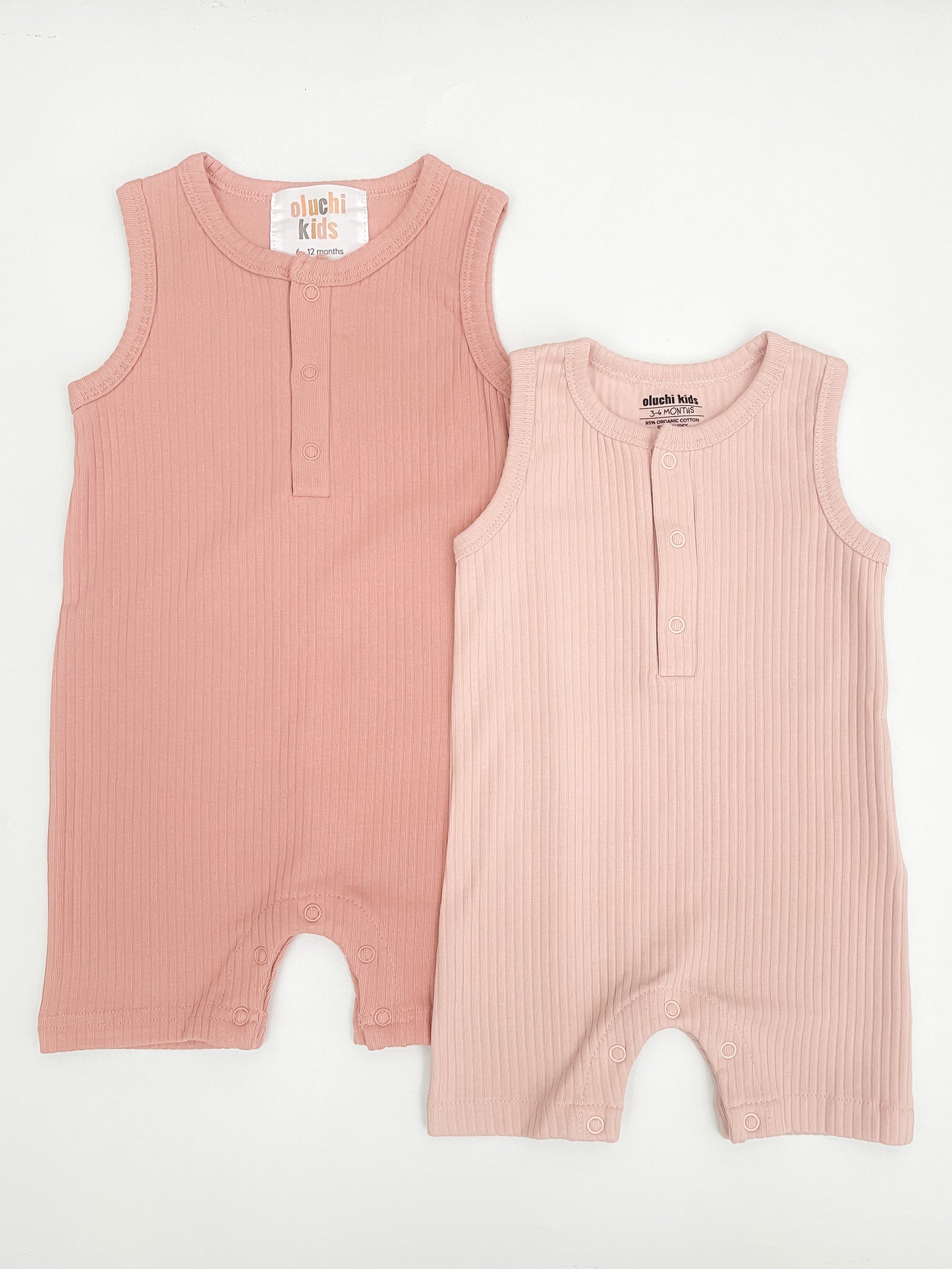 Ribbed Sleeveless Romper in Light Pink