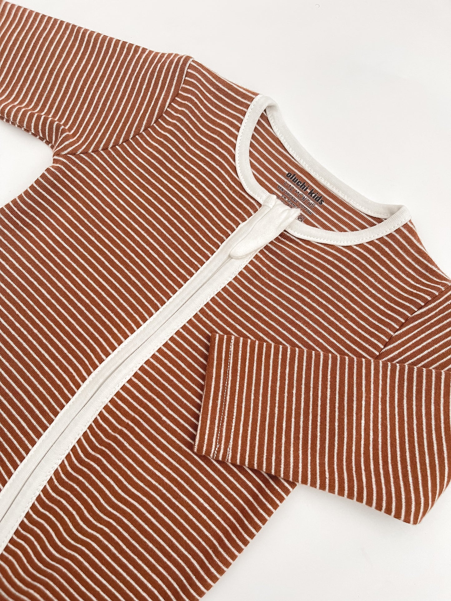 Ribbed Stripe Onesie in Brown