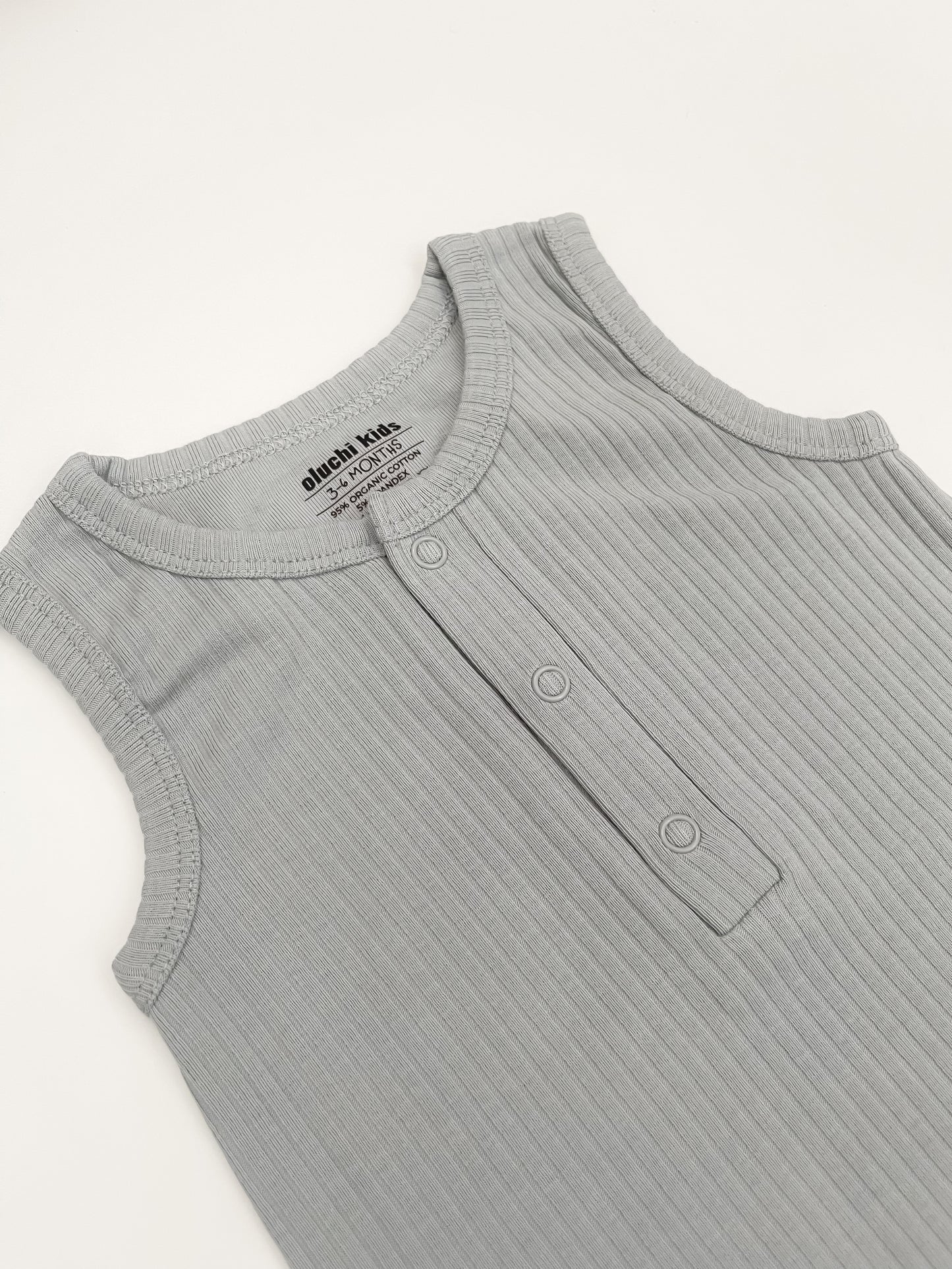 Ribbed Sleeveless Romper in Blue-Grey
