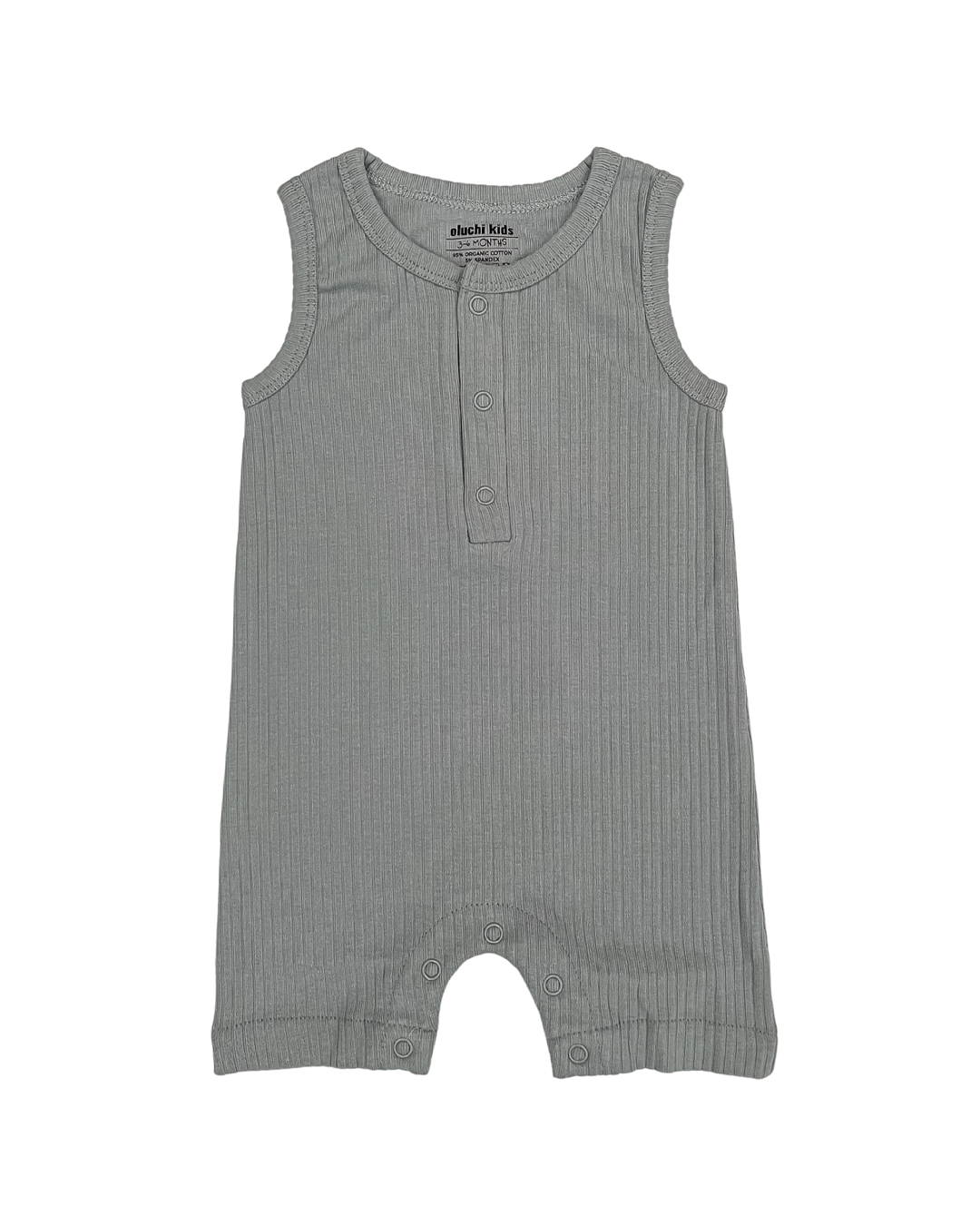 Ribbed Sleeveless Romper in Blue-Grey