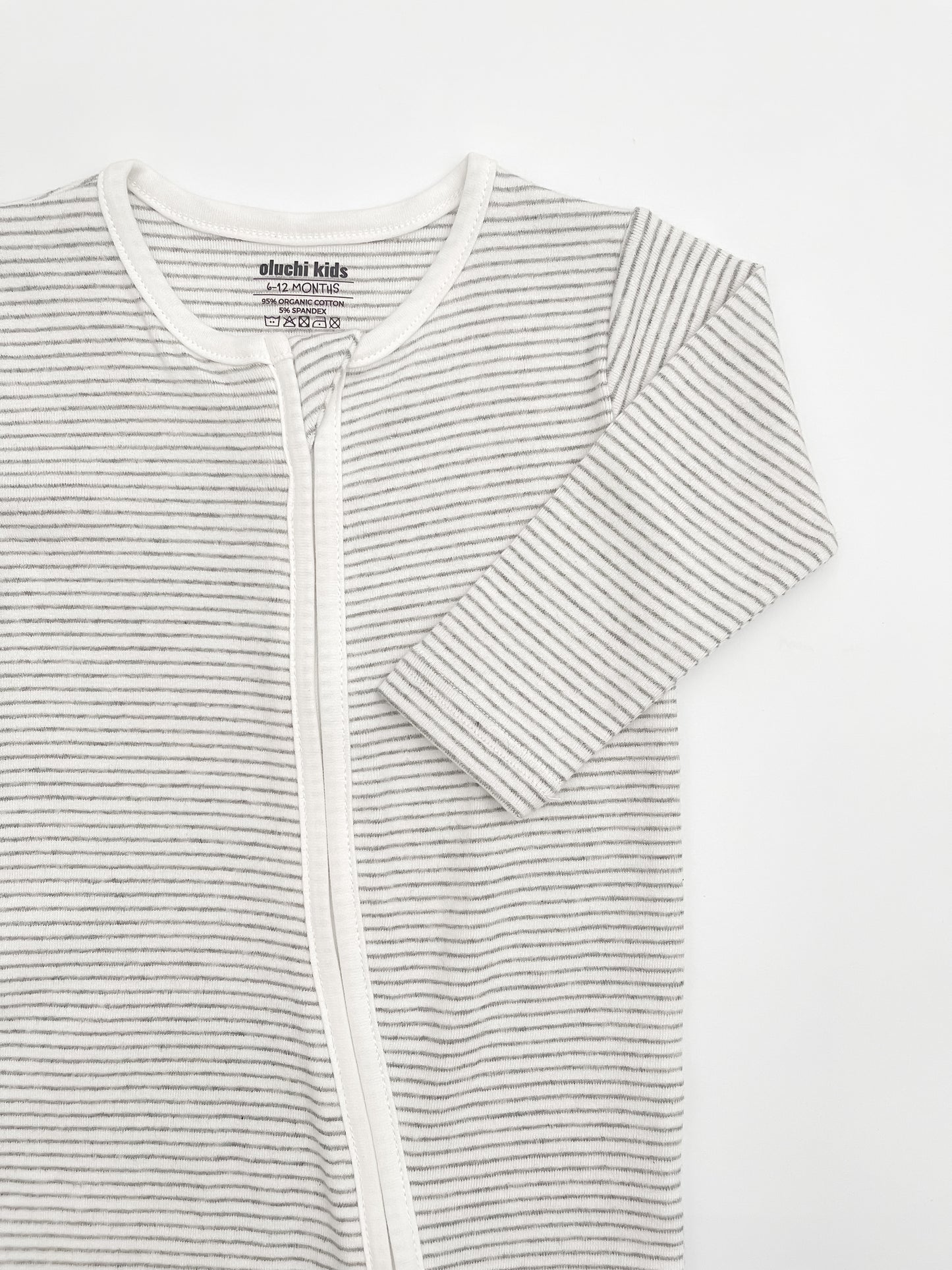Ribbed Stripe Onesie in White