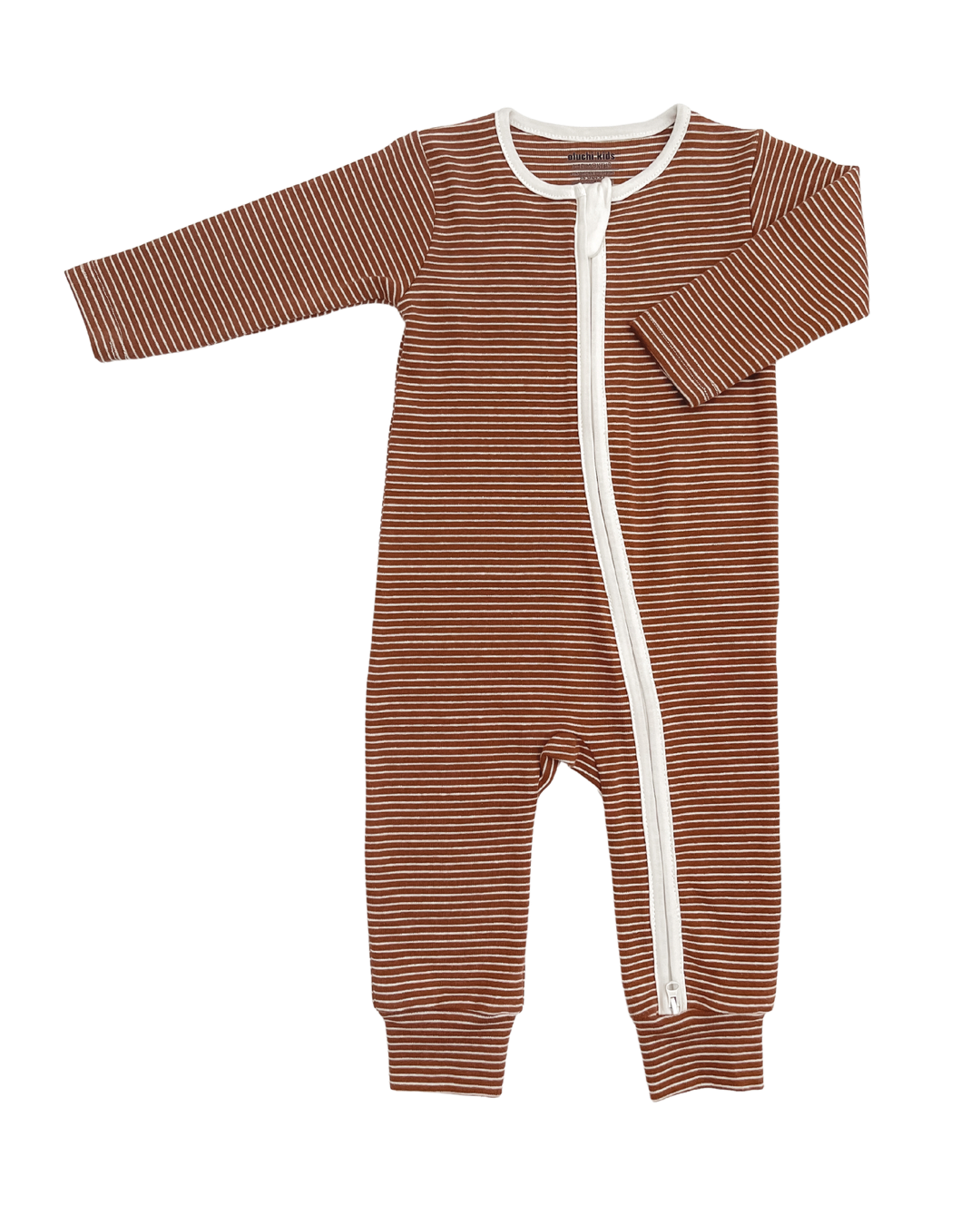 Ribbed Stripe Onesie in Brown