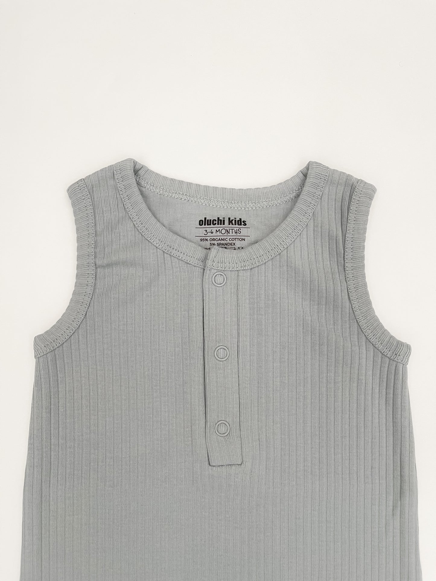 Ribbed Sleeveless Romper in Blue-Grey