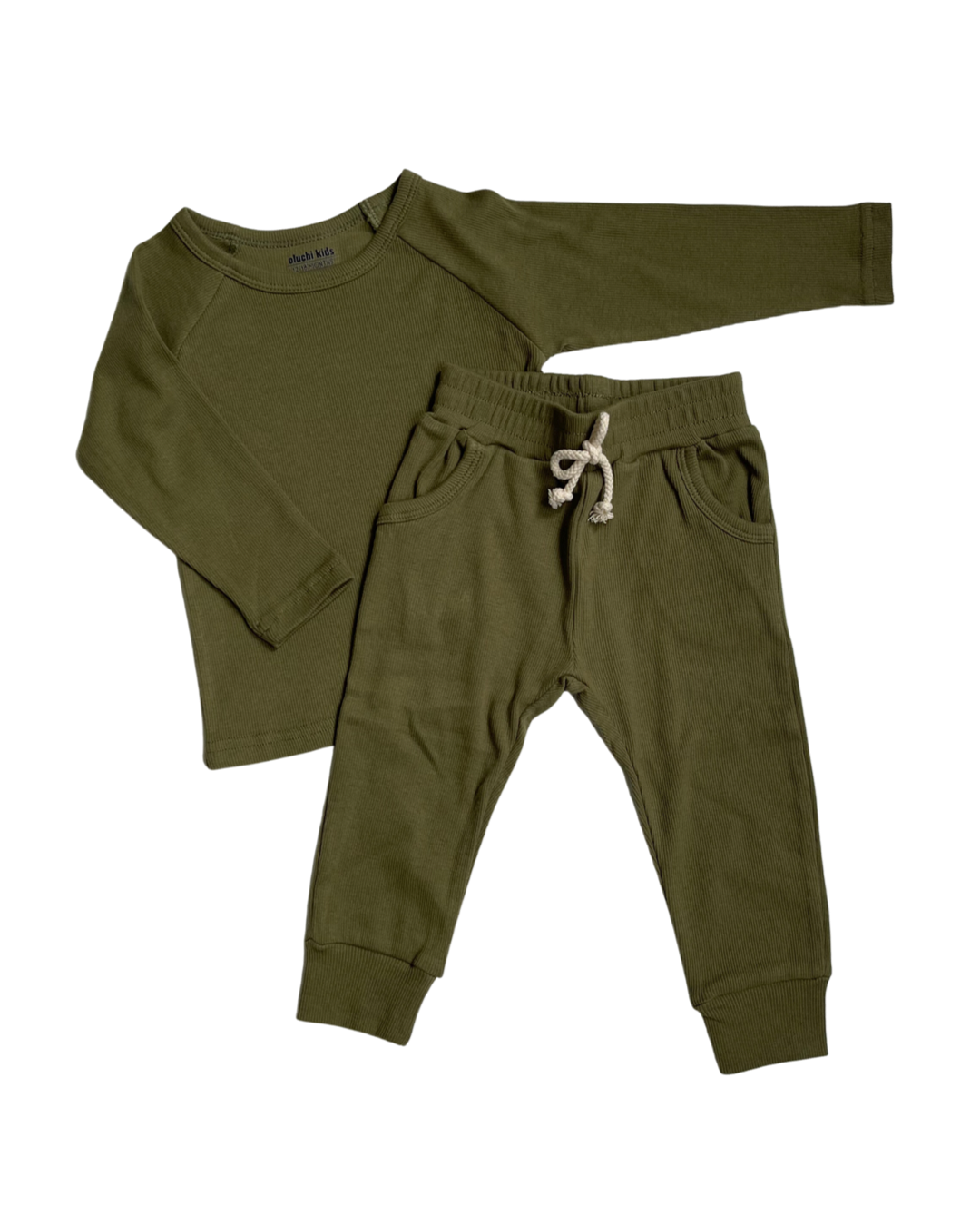 Ribbed Pajamas in Moss