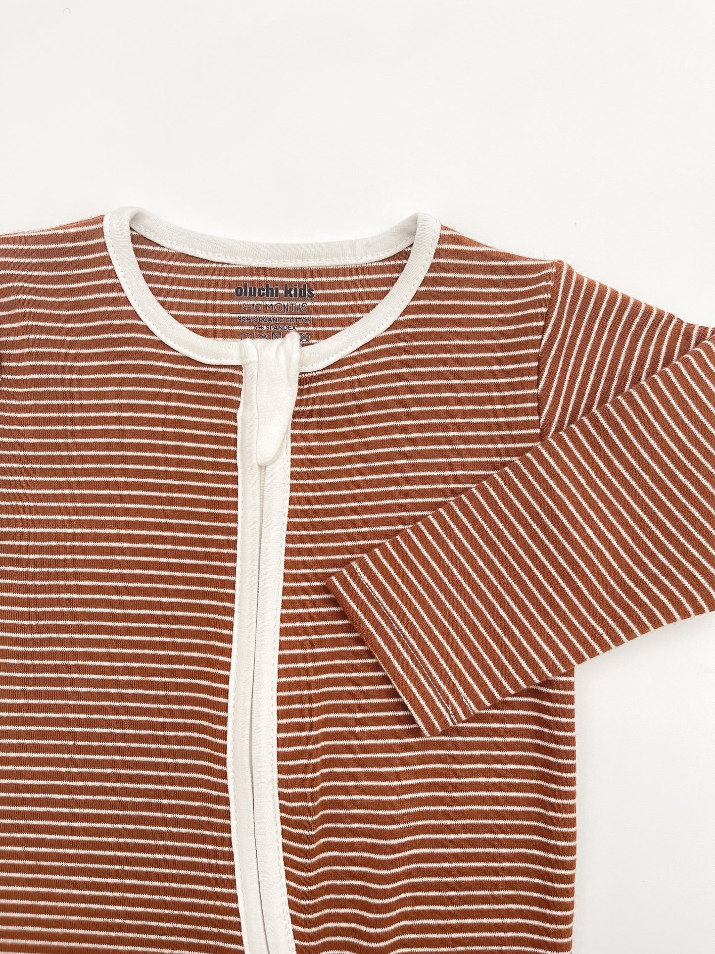 Ribbed Stripe Onesie in Brown