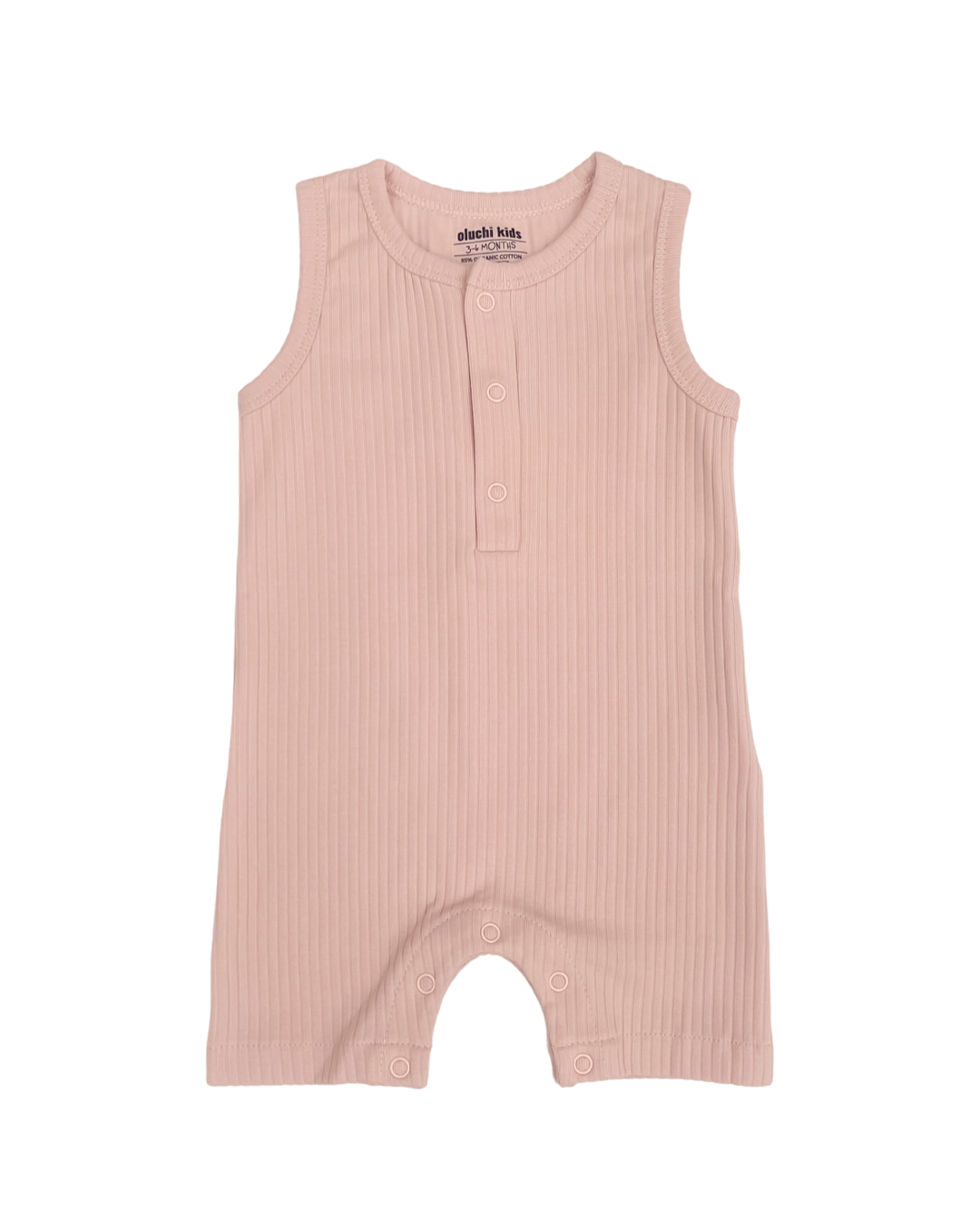 Ribbed Sleeveless Romper in Light Pink