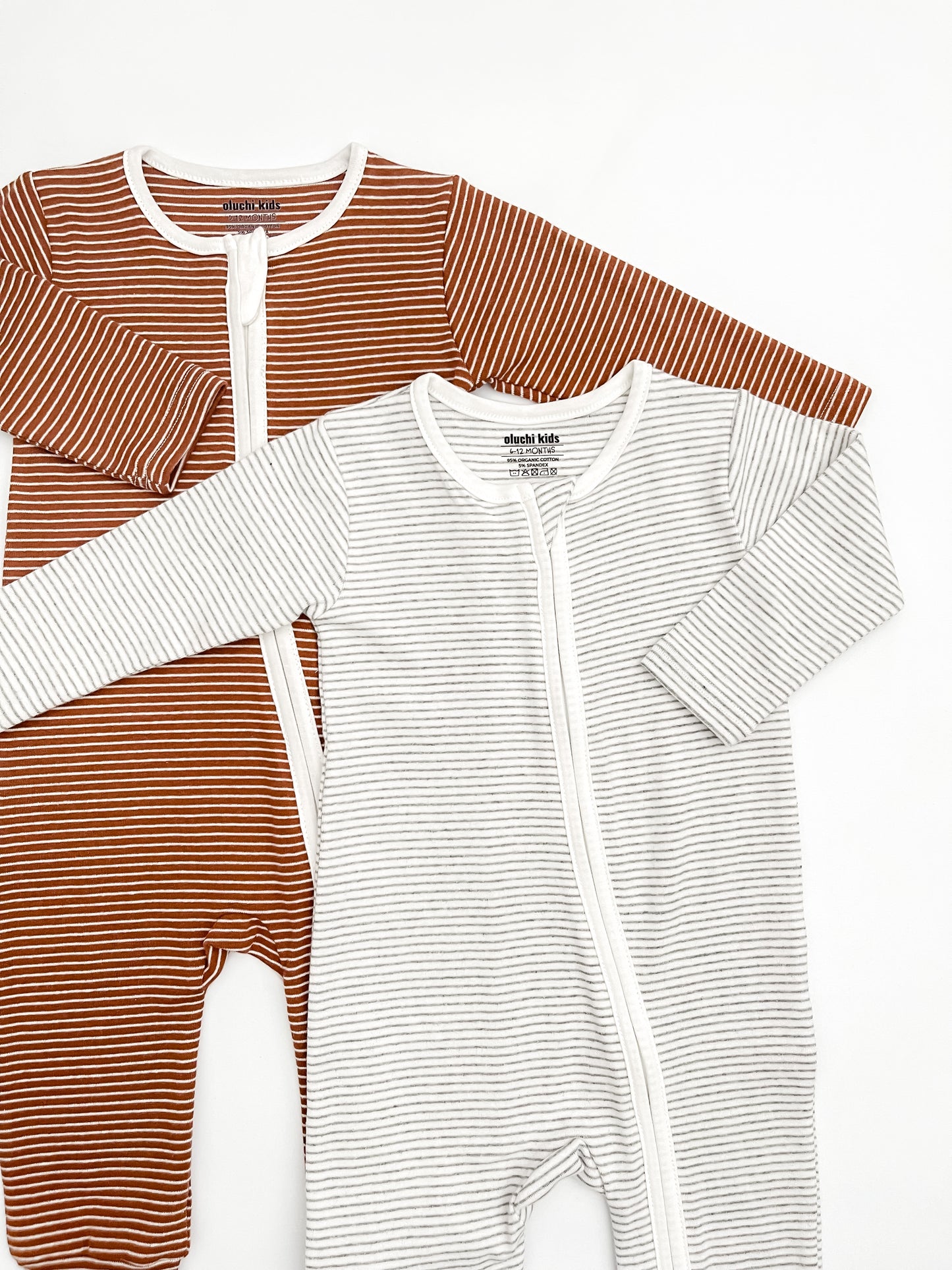 Ribbed Stripe Onesie in Brown