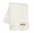 White Pointelle Organic Lace Baby Blanket