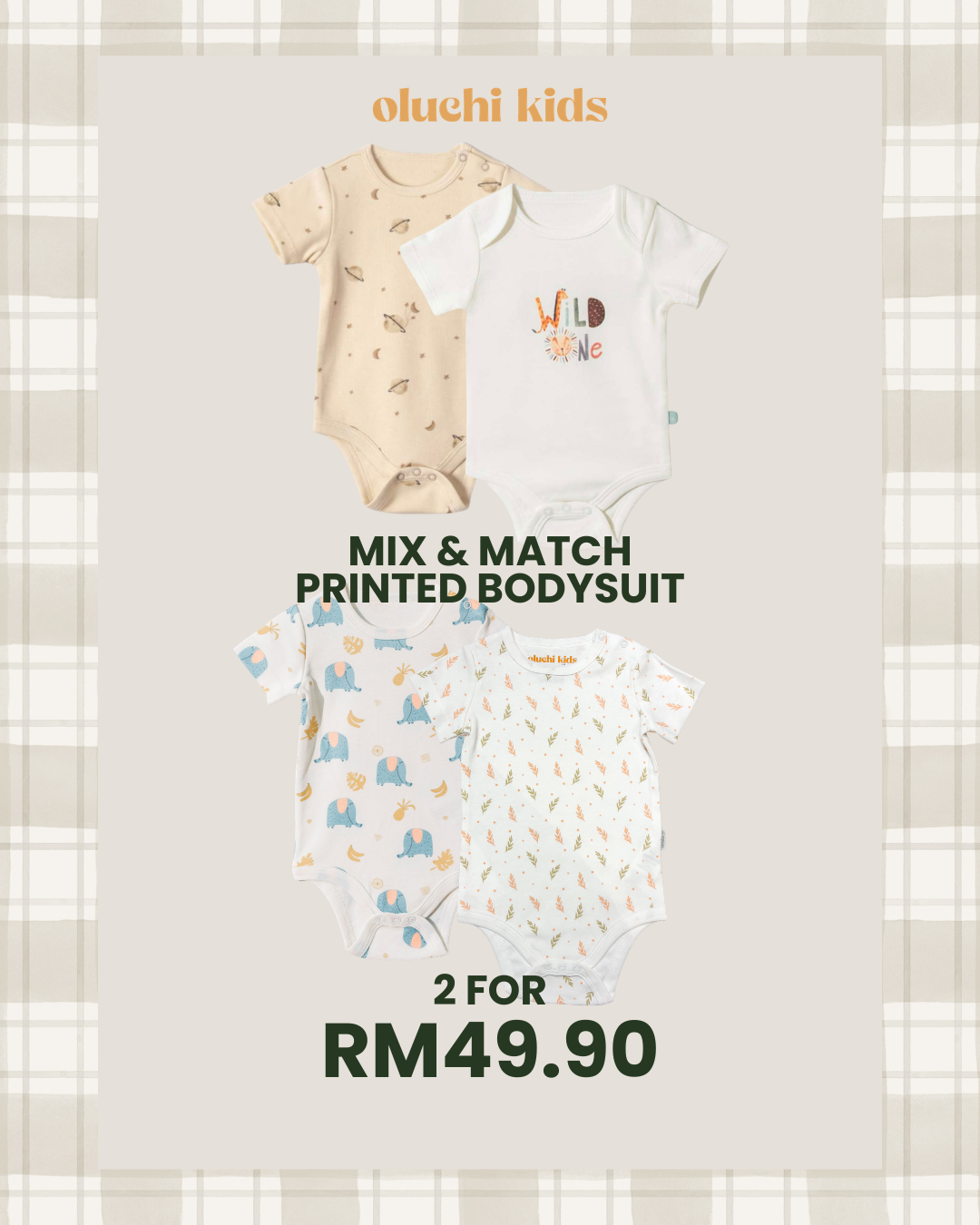 Mix & Match Organic Cotton Printed Bodysuits (2 FOR RM49.90)