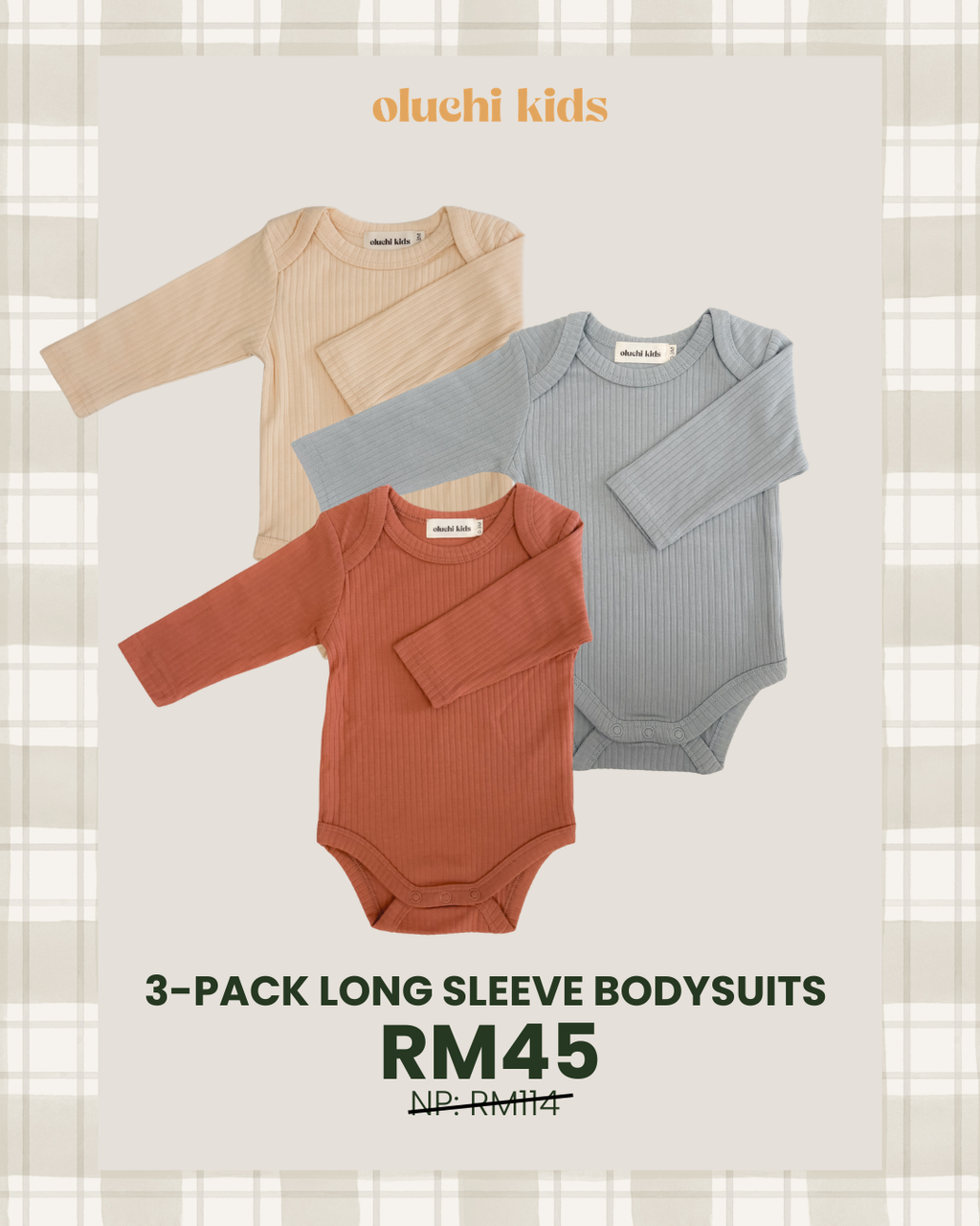 3-Pack Ribbed Long-Sleeve Bodysuits