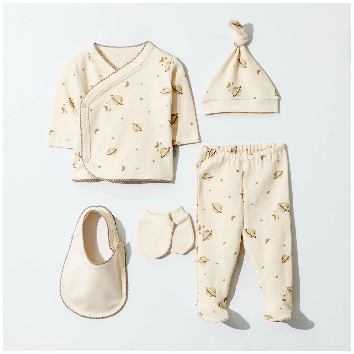 Organic Cotton 5-Piece Set - Natural Space / Natural Leaves – Oluchi Kids