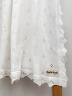 White Pointelle Organic Lace Baby Blanket