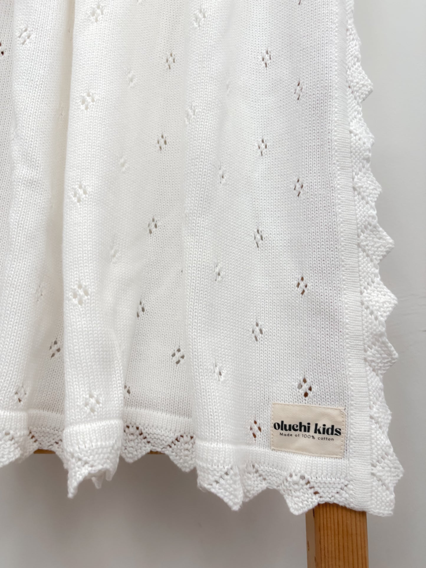 White Pointelle Lace Baby Blanket