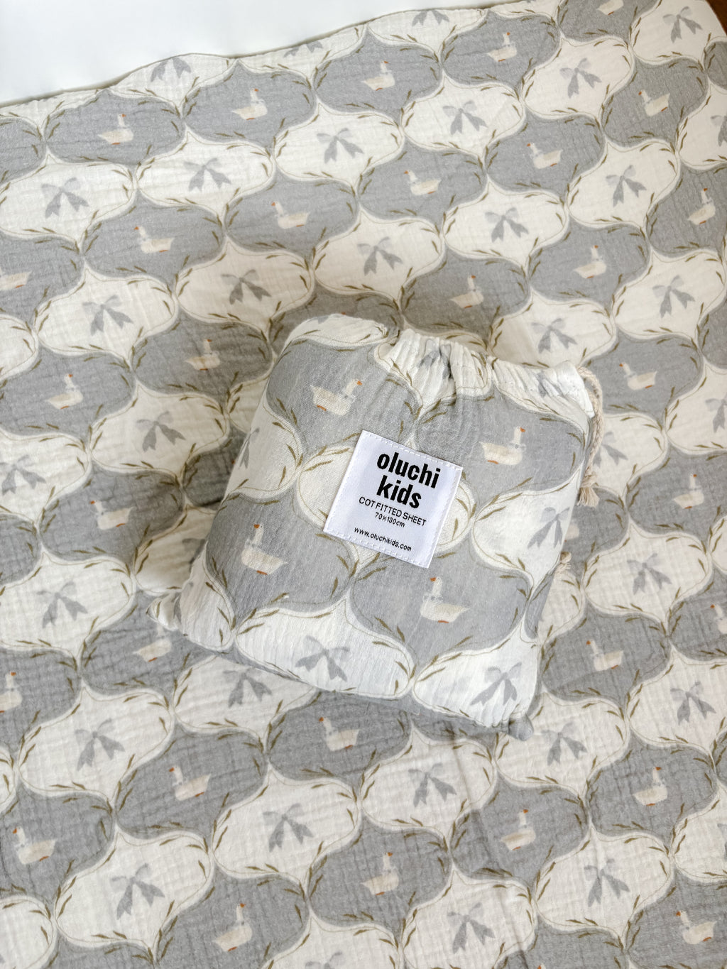 Blue Bows Fitted Sheet