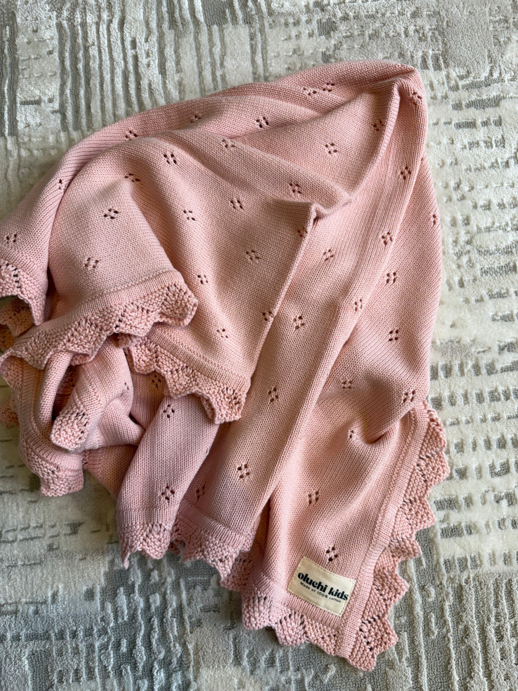 Bubblegum Pointelle Lace Baby Blanket