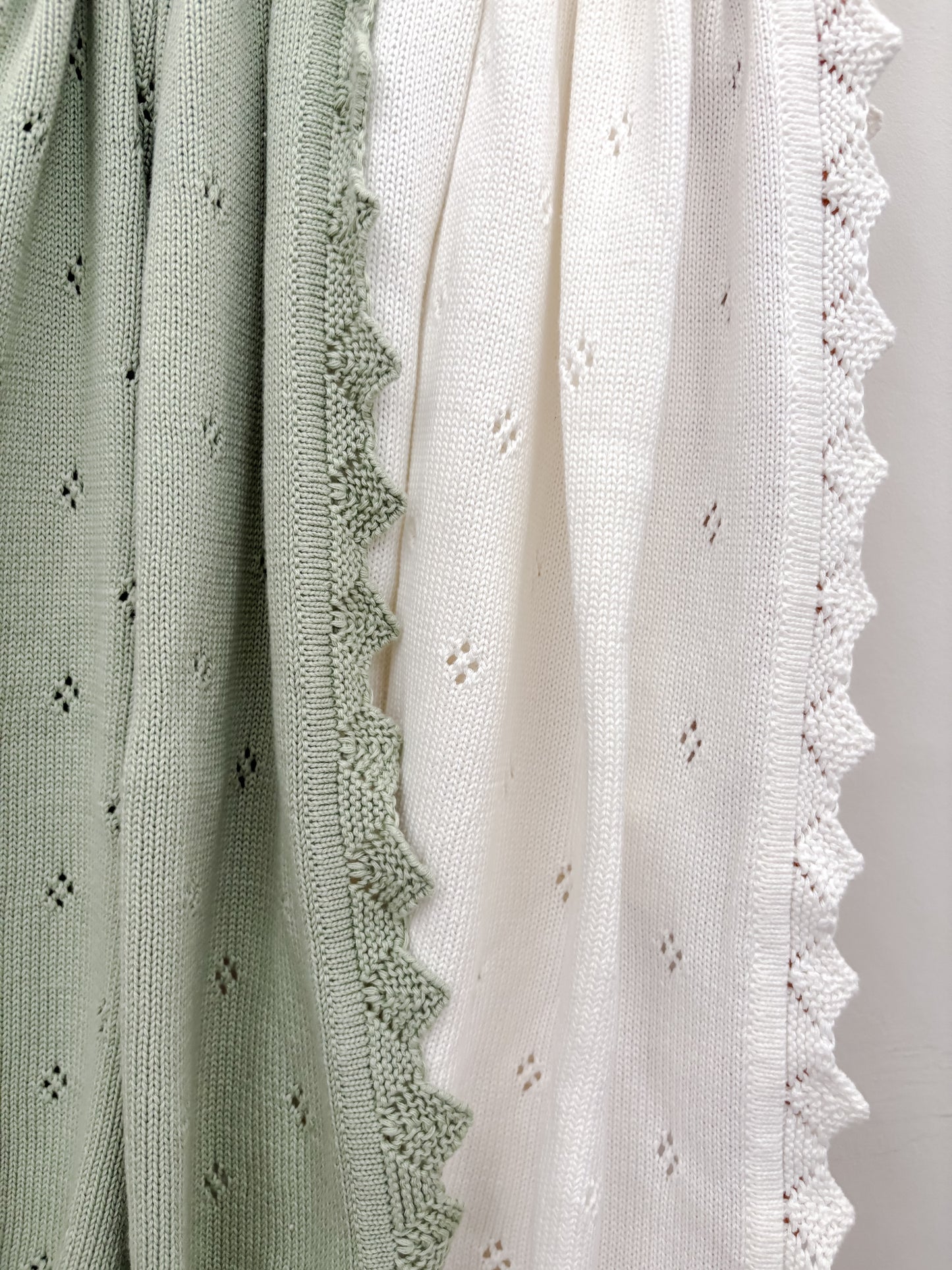 White Pointelle Lace Baby Blanket