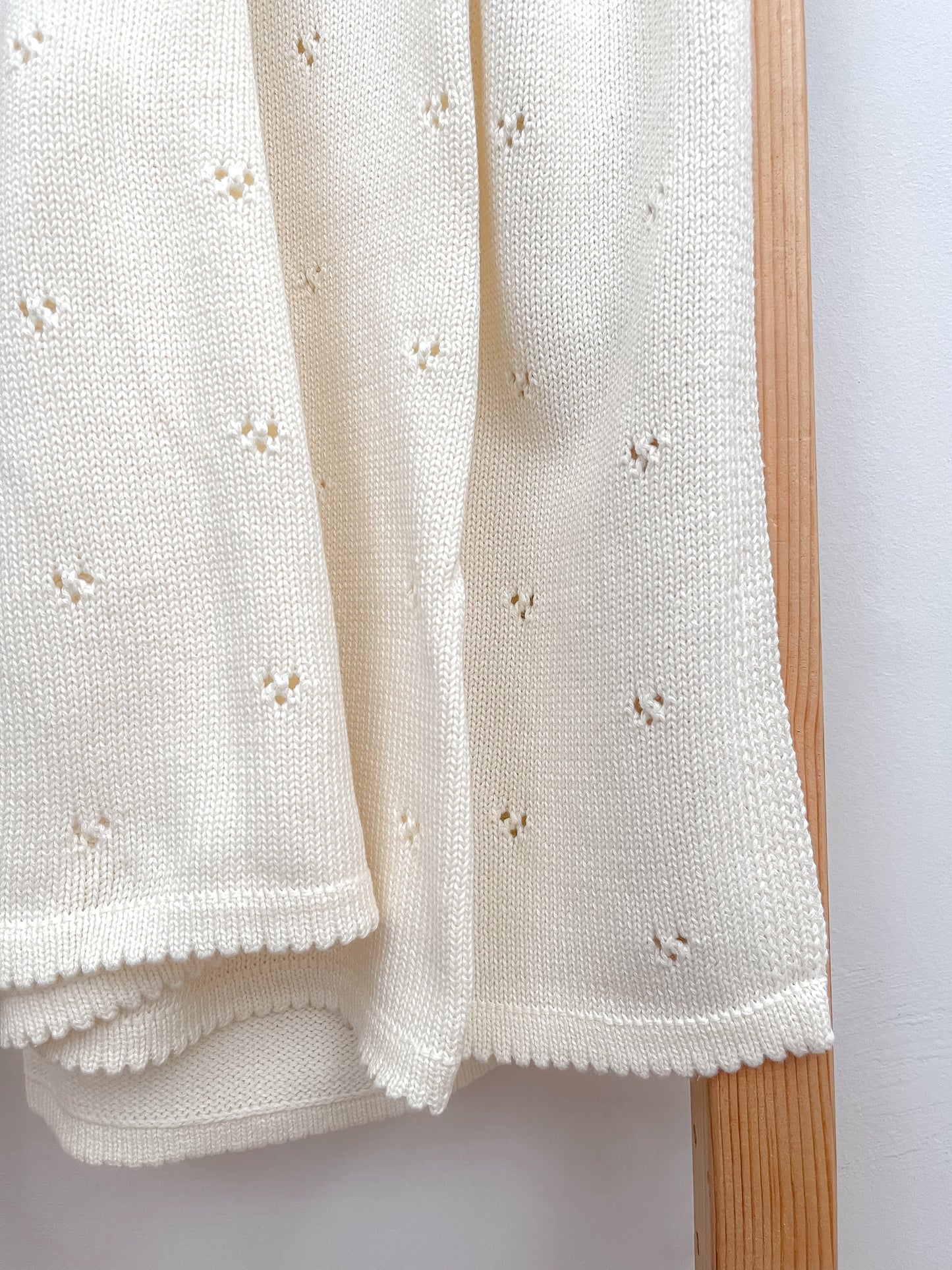 Cream Pointelle Baby Blanket