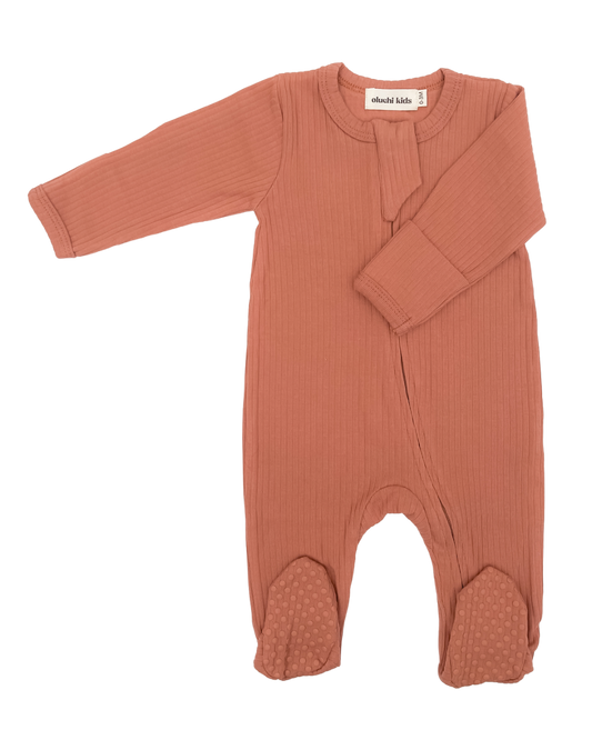 Ribbed Jumpsuit in Rust