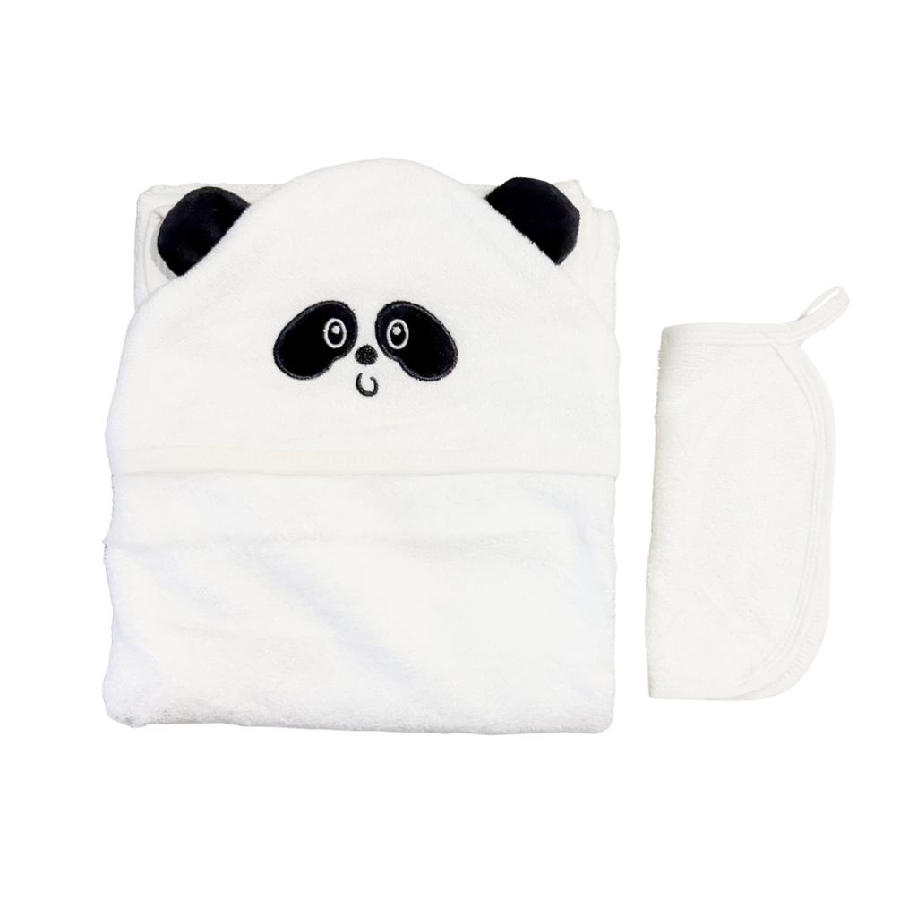 Panda Corner Hooded Bamboo Towel + Washcloth