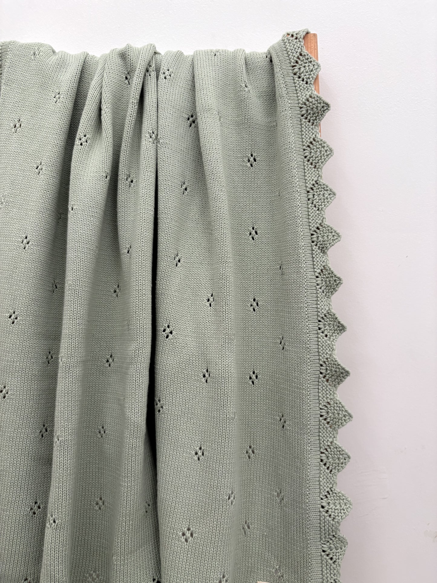 Green Pointelle Lace Baby Blanket