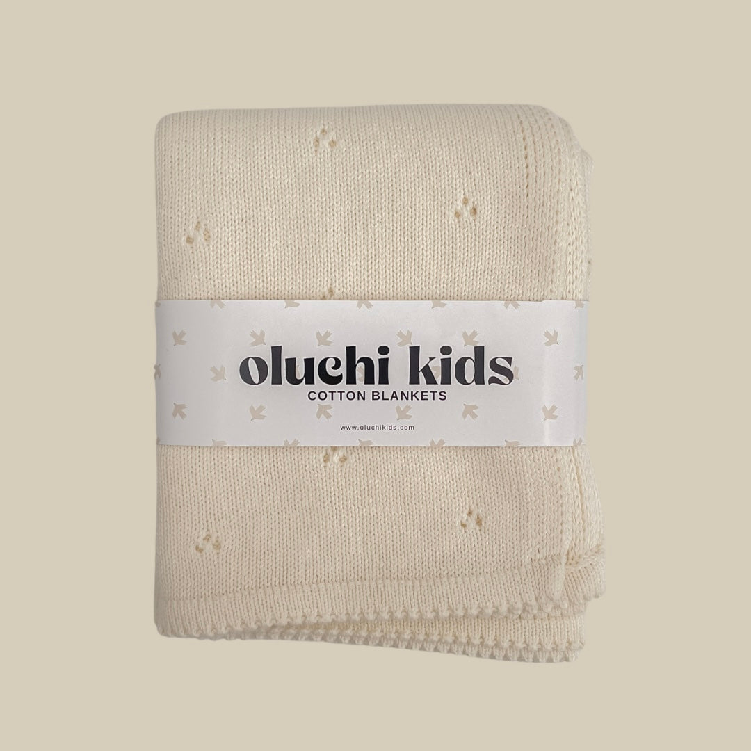 Cream Pointelle Organic Baby Blanket