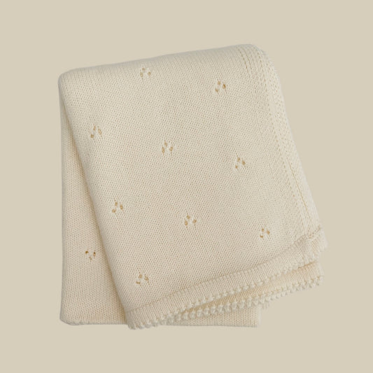 Cream Pointelle Baby Blanket