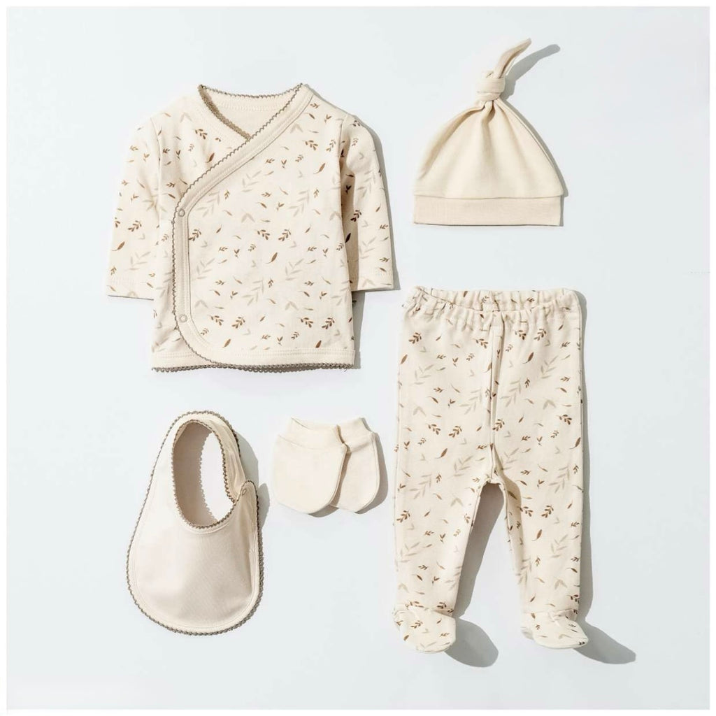 Organic Cotton 5-Piece Set - Natural Space / Natural Leaves