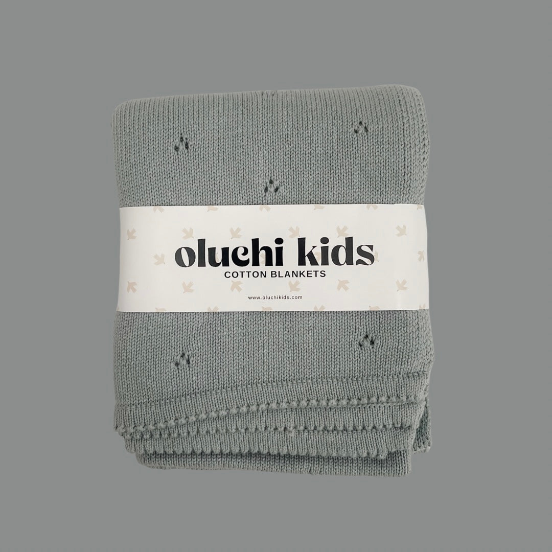 Blue Pointelle Organic Baby Blanket