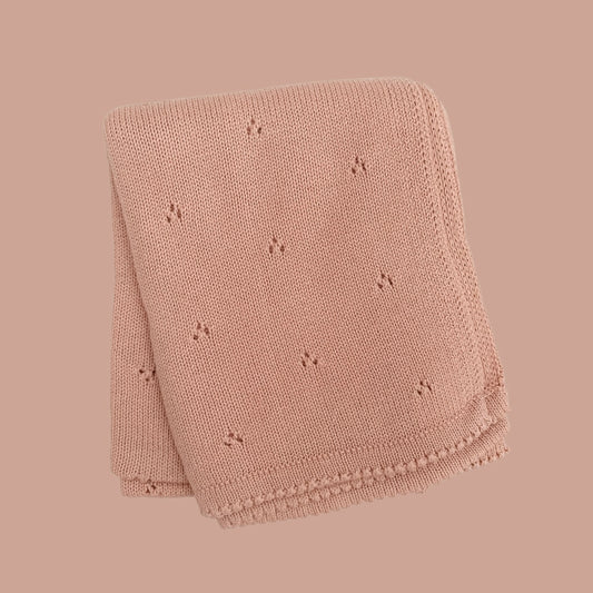 Pink Pointelle Baby Blanket