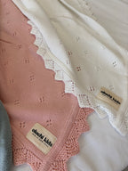Bubblegum Pointelle Organic Lace Baby Blanket
