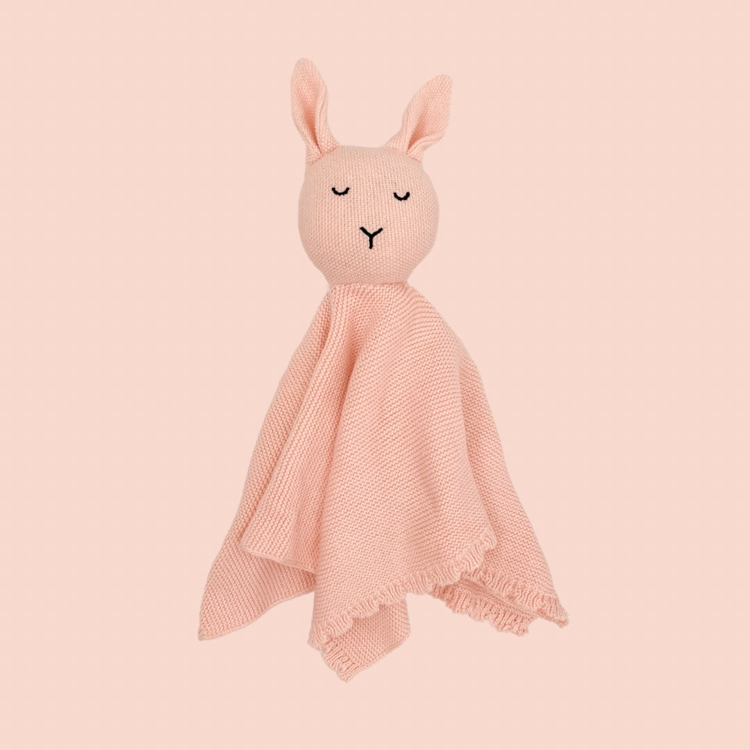 Peachy Pink Knitted Bunny Lovey