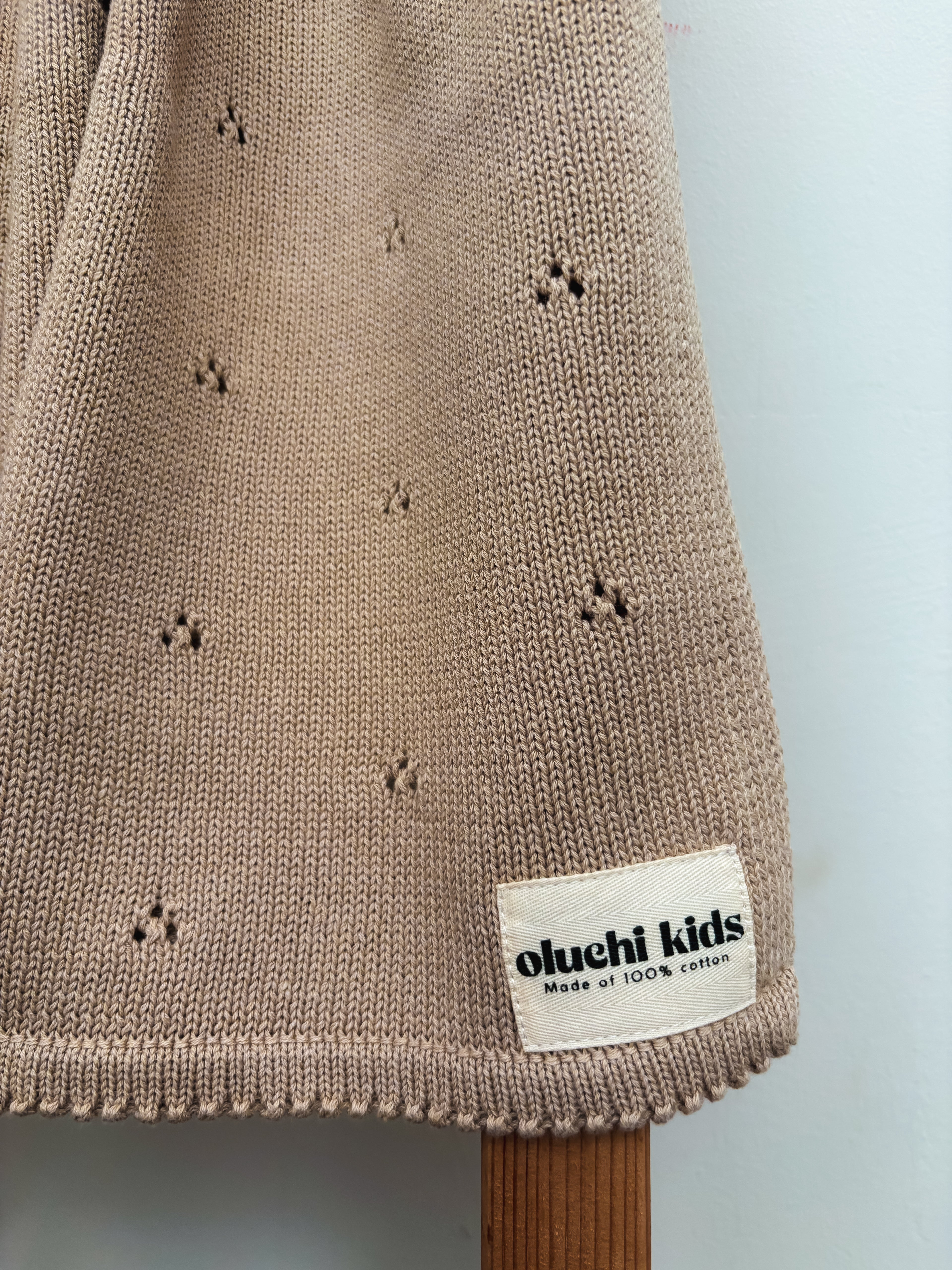 Camel Pointelle Baby Blanket