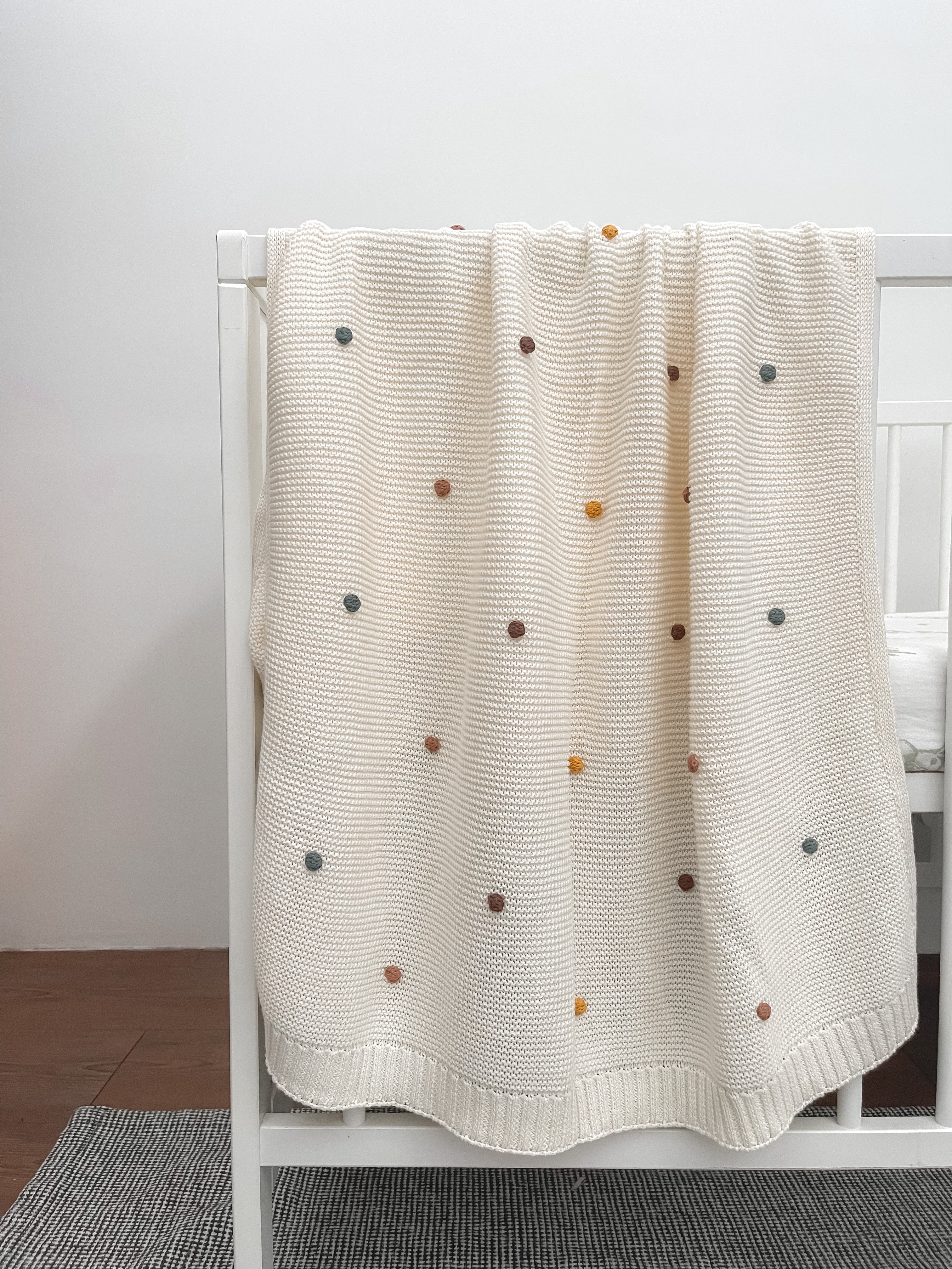 Cream Polka Dot Baby Blanket