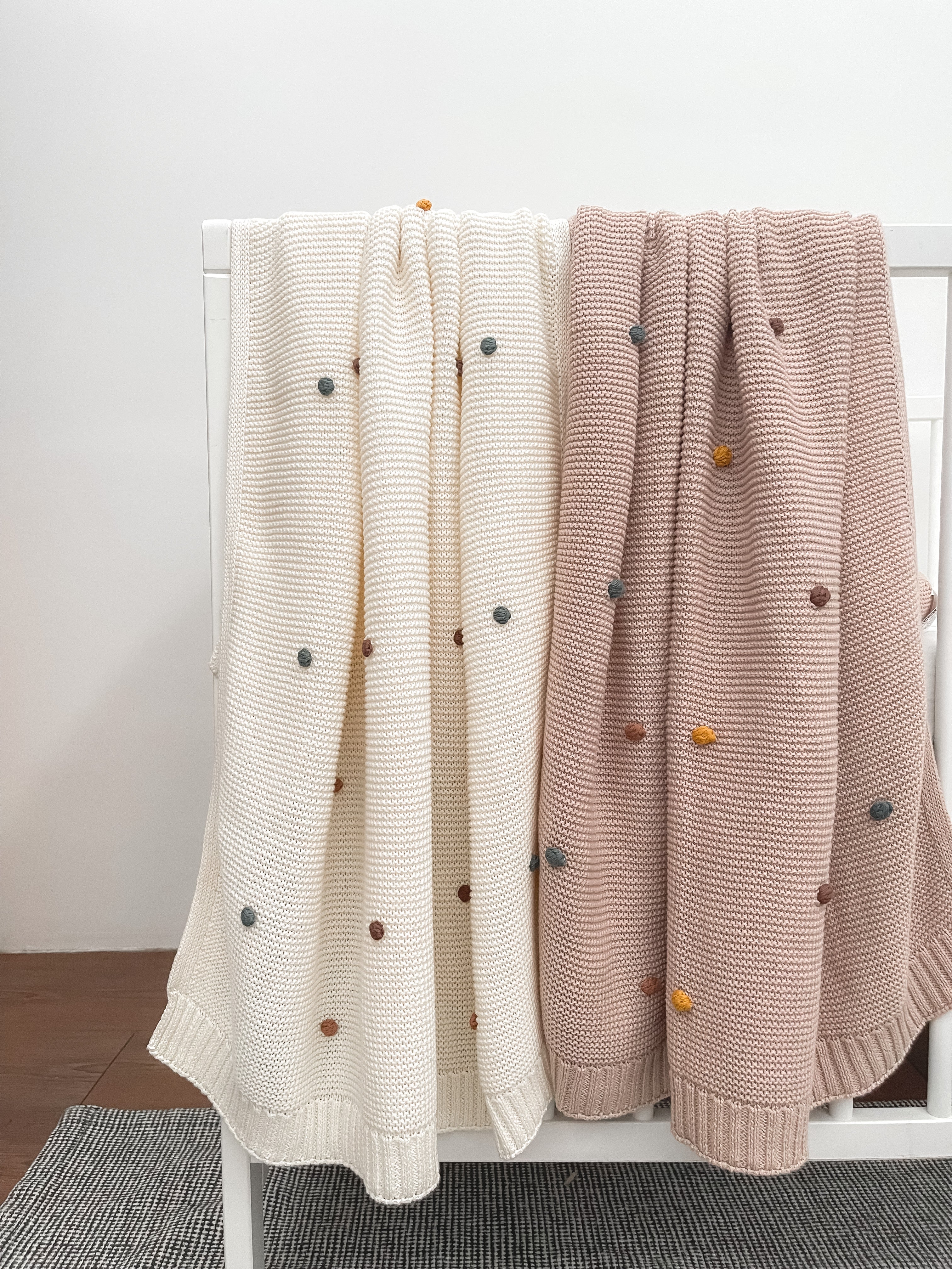 Cream Polka Dot Baby Blanket