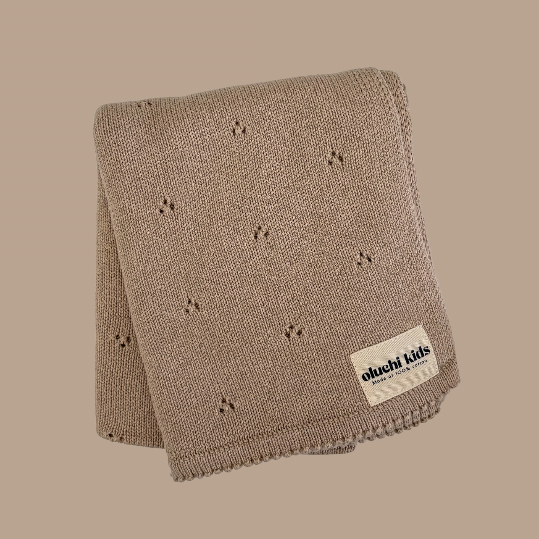 Camel Pointelle Baby Blanket
