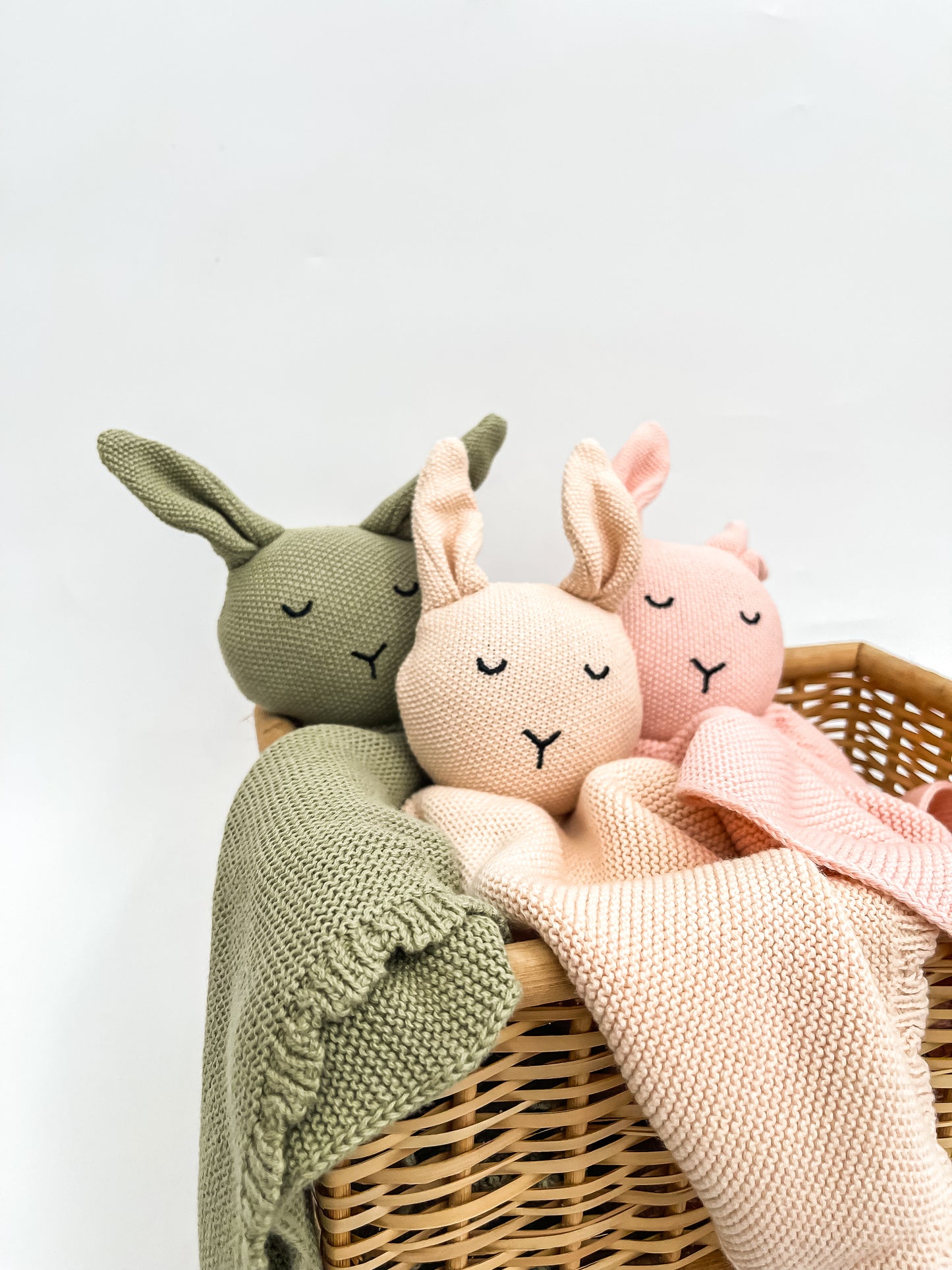 Peachy Pink Knitted Bunny Lovey