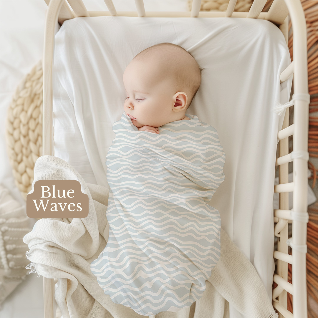 Blue Waves Organic Bamboo Swaddle Blanket