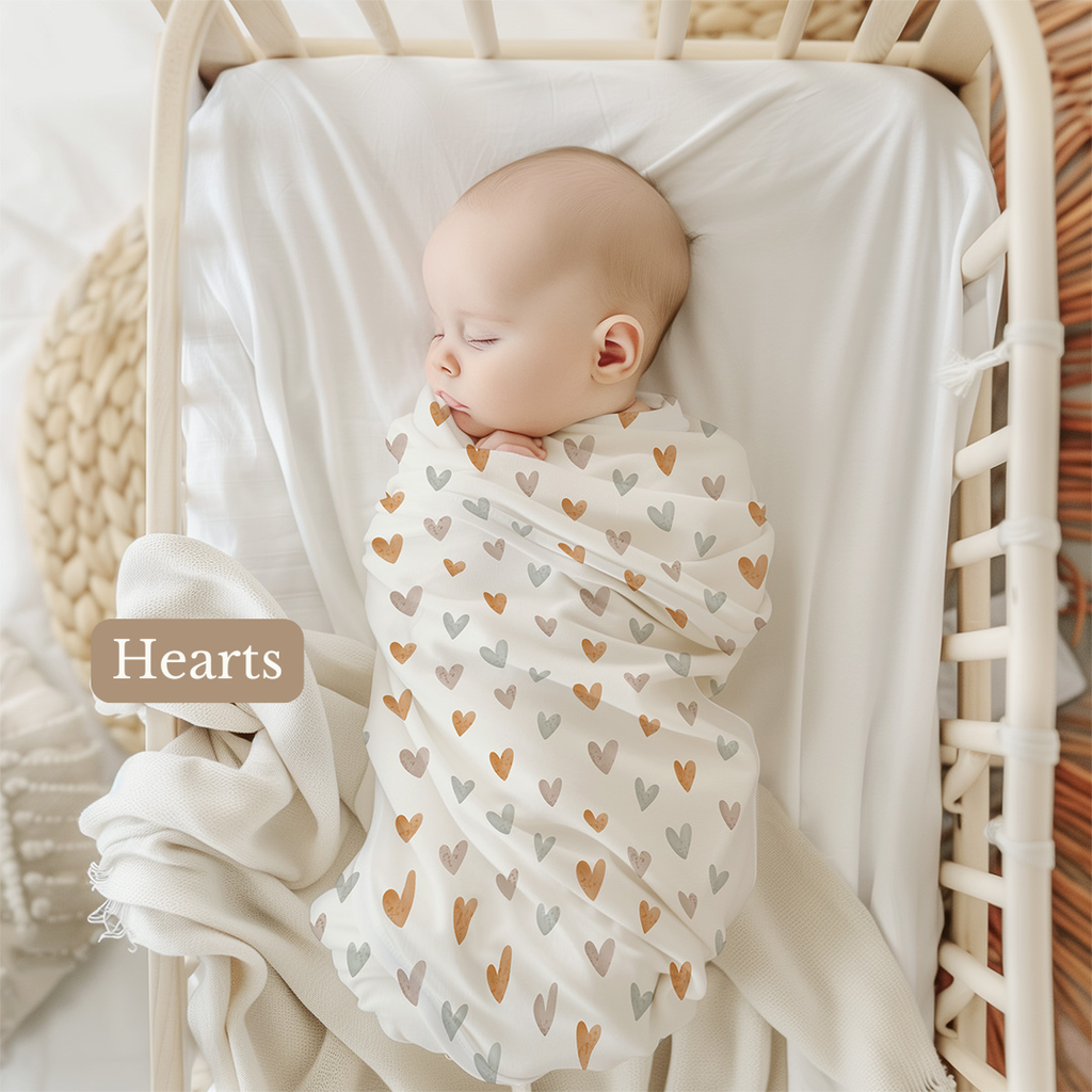 Hearts Organic Bamboo Swaddle Blanket