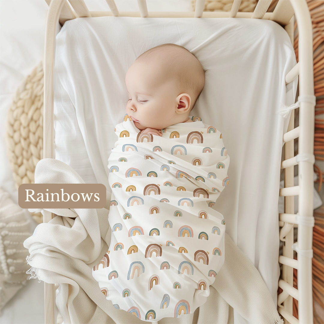 Rainbows Organic Bamboo Swaddle Blanket