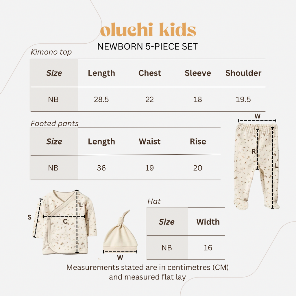Organic Cotton 5-Piece Set - Natural Space / Natural Leaves