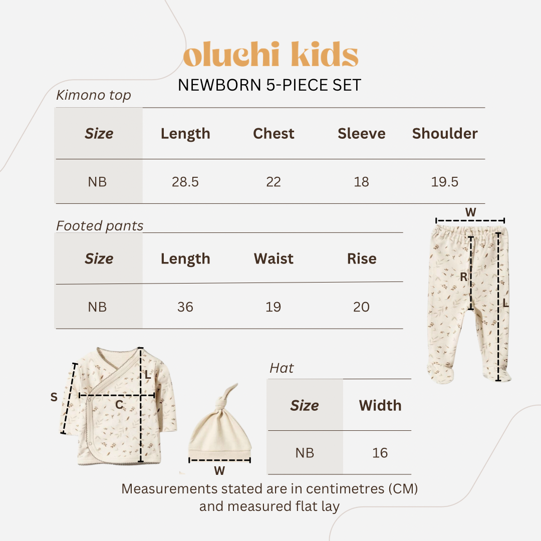 Organic Cotton 5-Piece Set - Natural Space / Natural Leaves