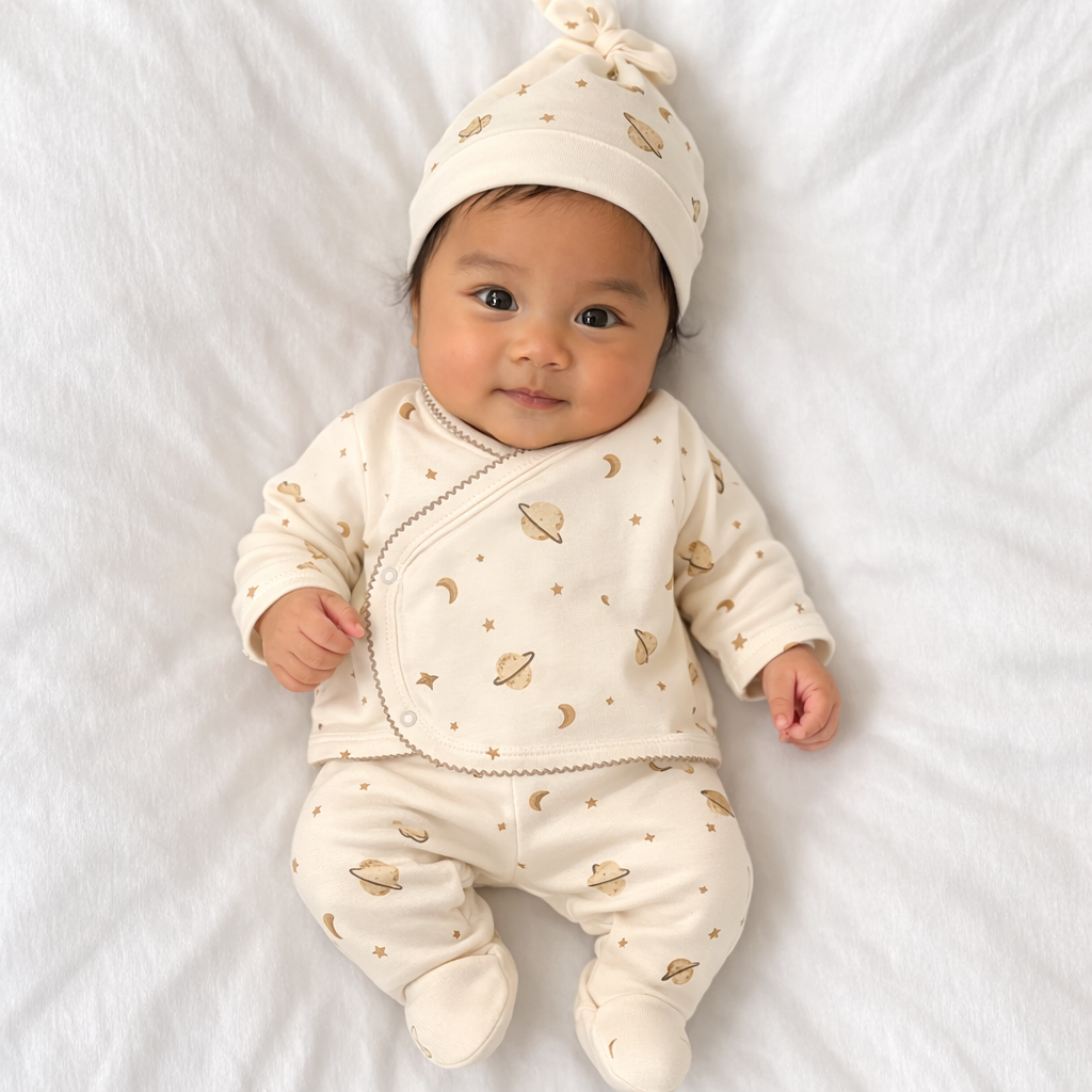 Organic Cotton 5-Piece Set - Natural Space / Natural Leaves