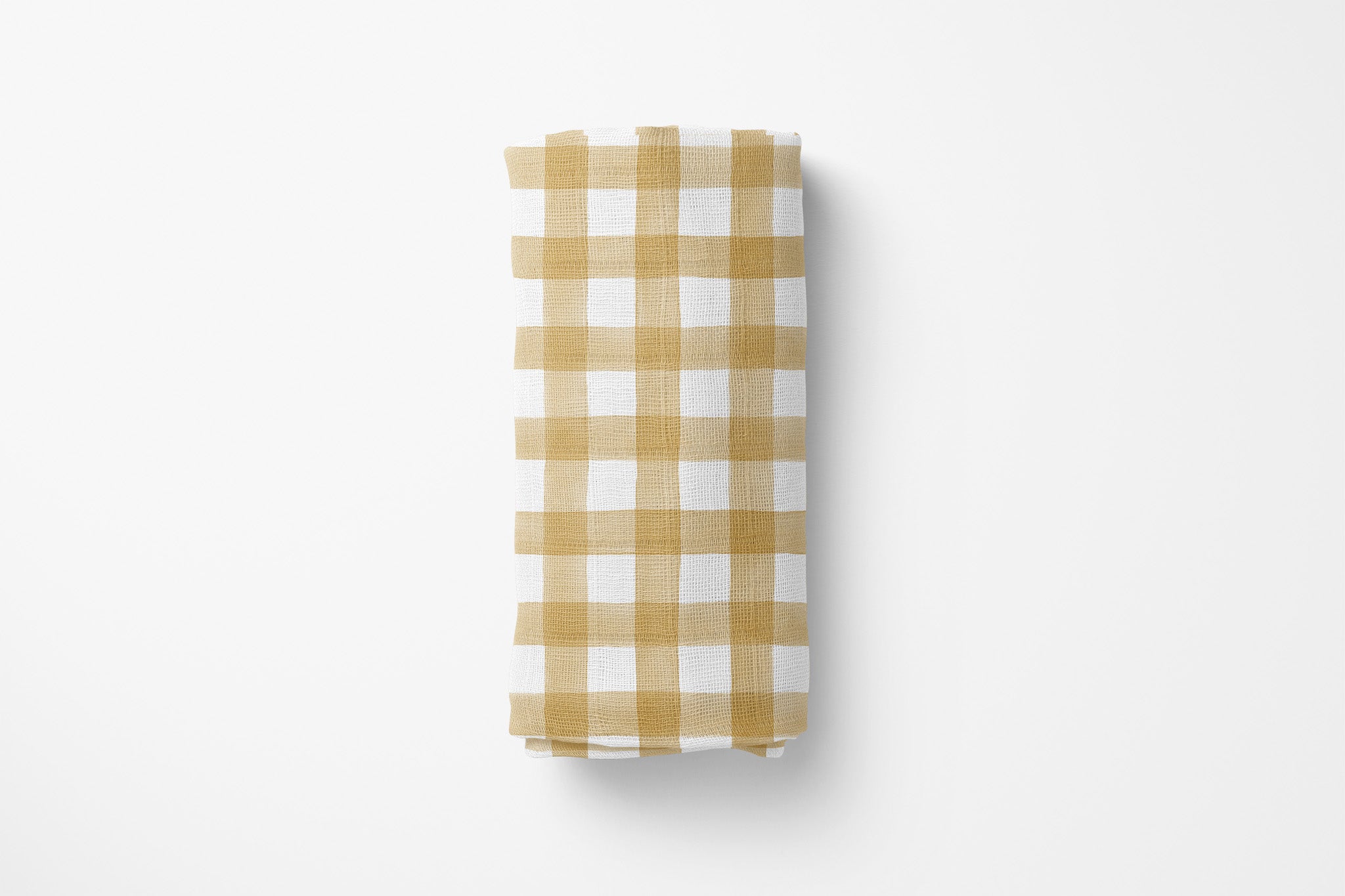 Mustard Check Organic Bamboo Swaddle Blanket