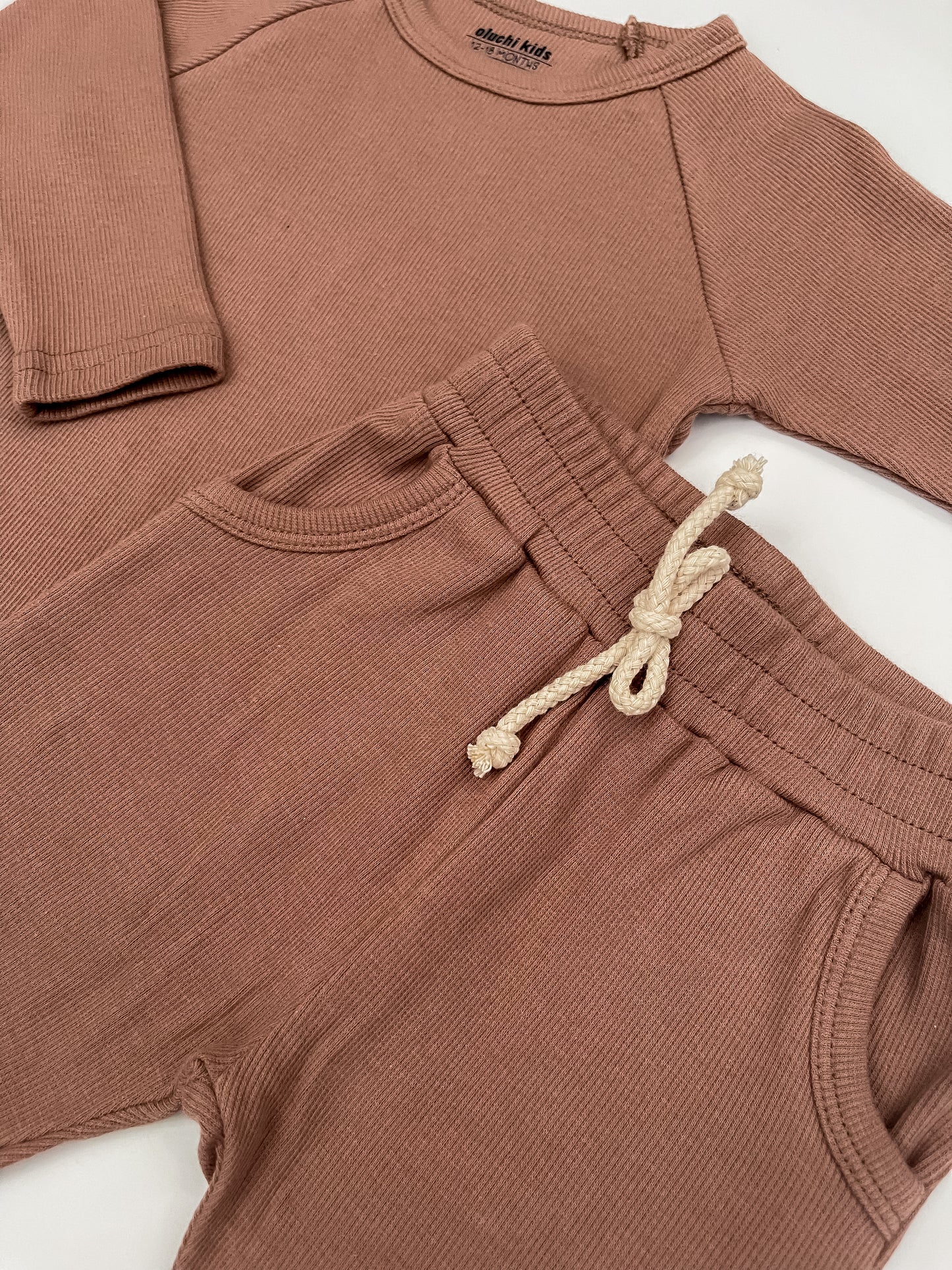 Ribbed Pajamas in Light Mauve