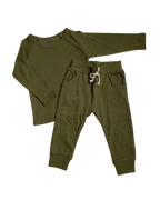 Ribbed Pajamas in Moss